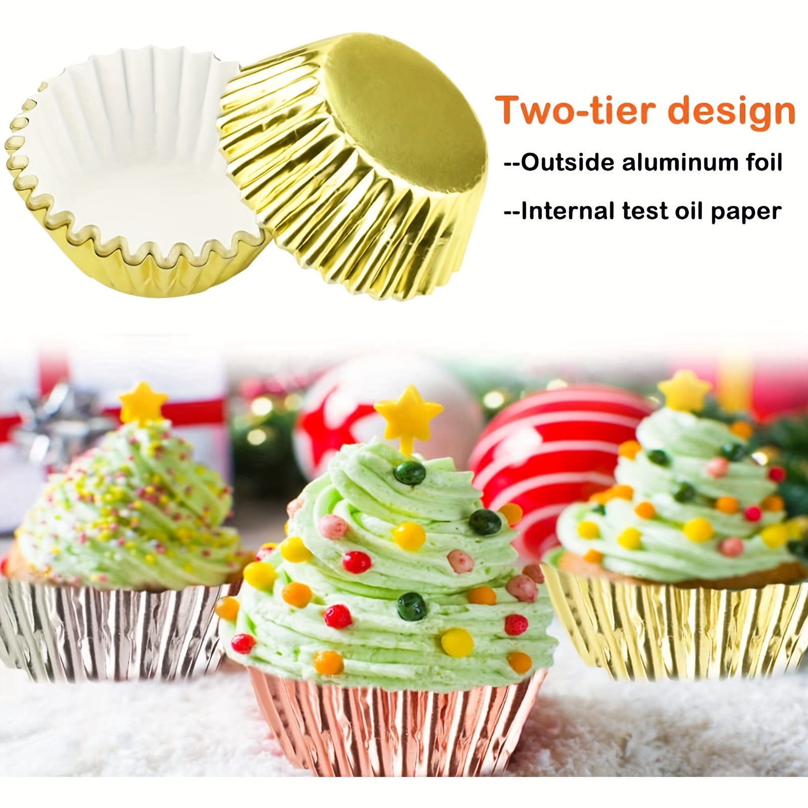  Foil Cupcake Liners Metallic Muffin Paper Cases Baking
