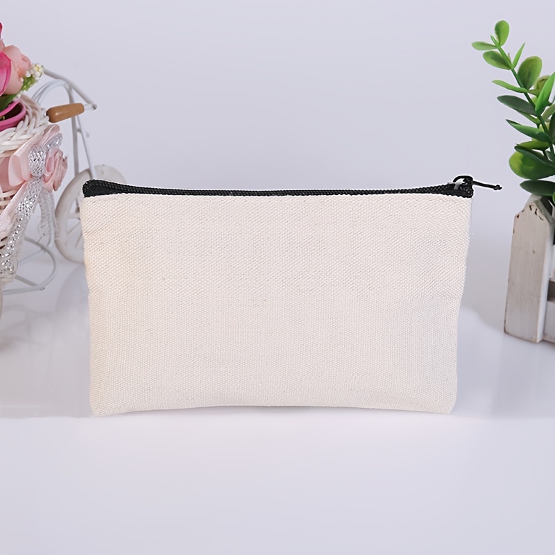 Blank Canvas Zipper Pouches - Cotton Cosmetic Bags for