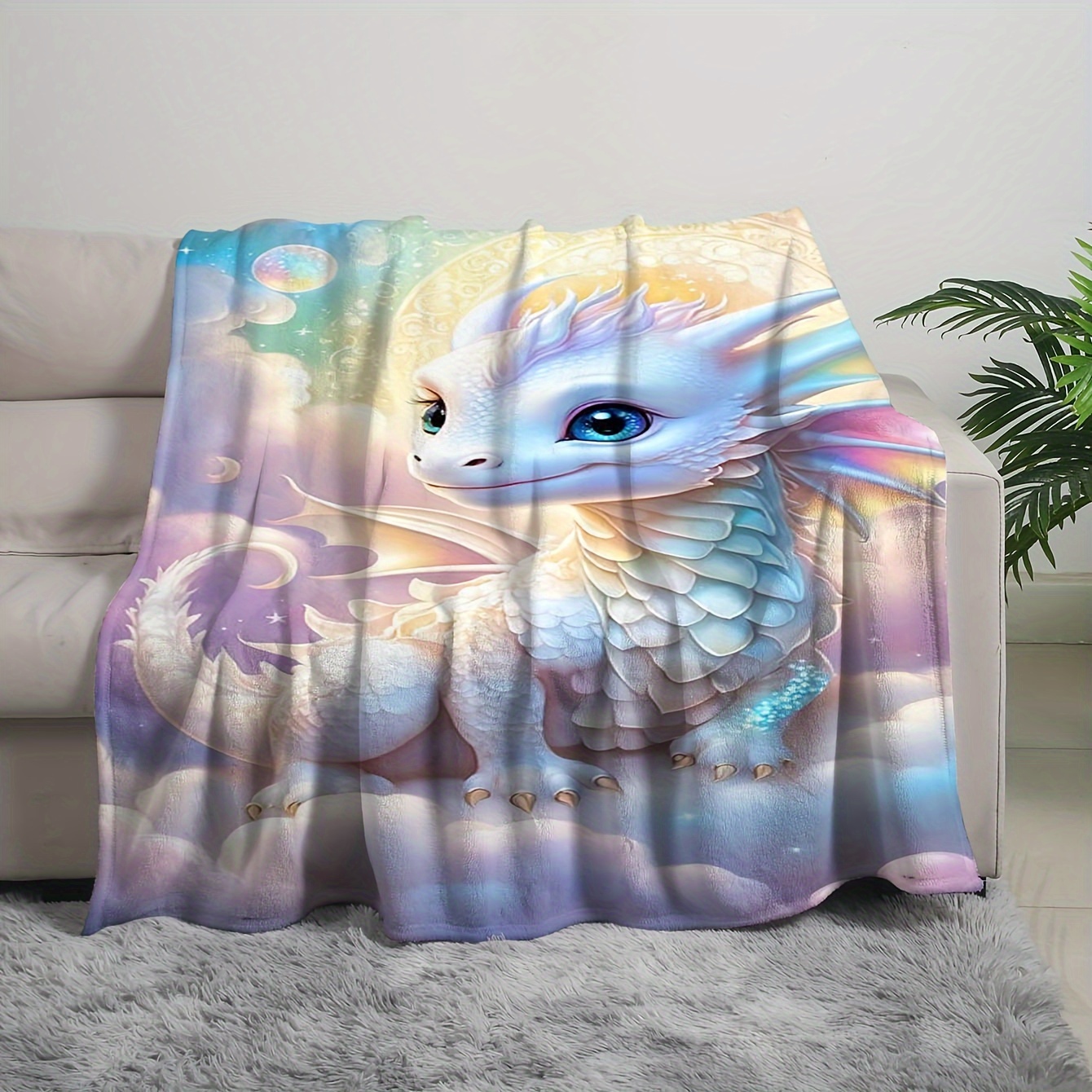 Cozy Dragons Magic Print Blanket Lightweight Flannel Throw - Temu