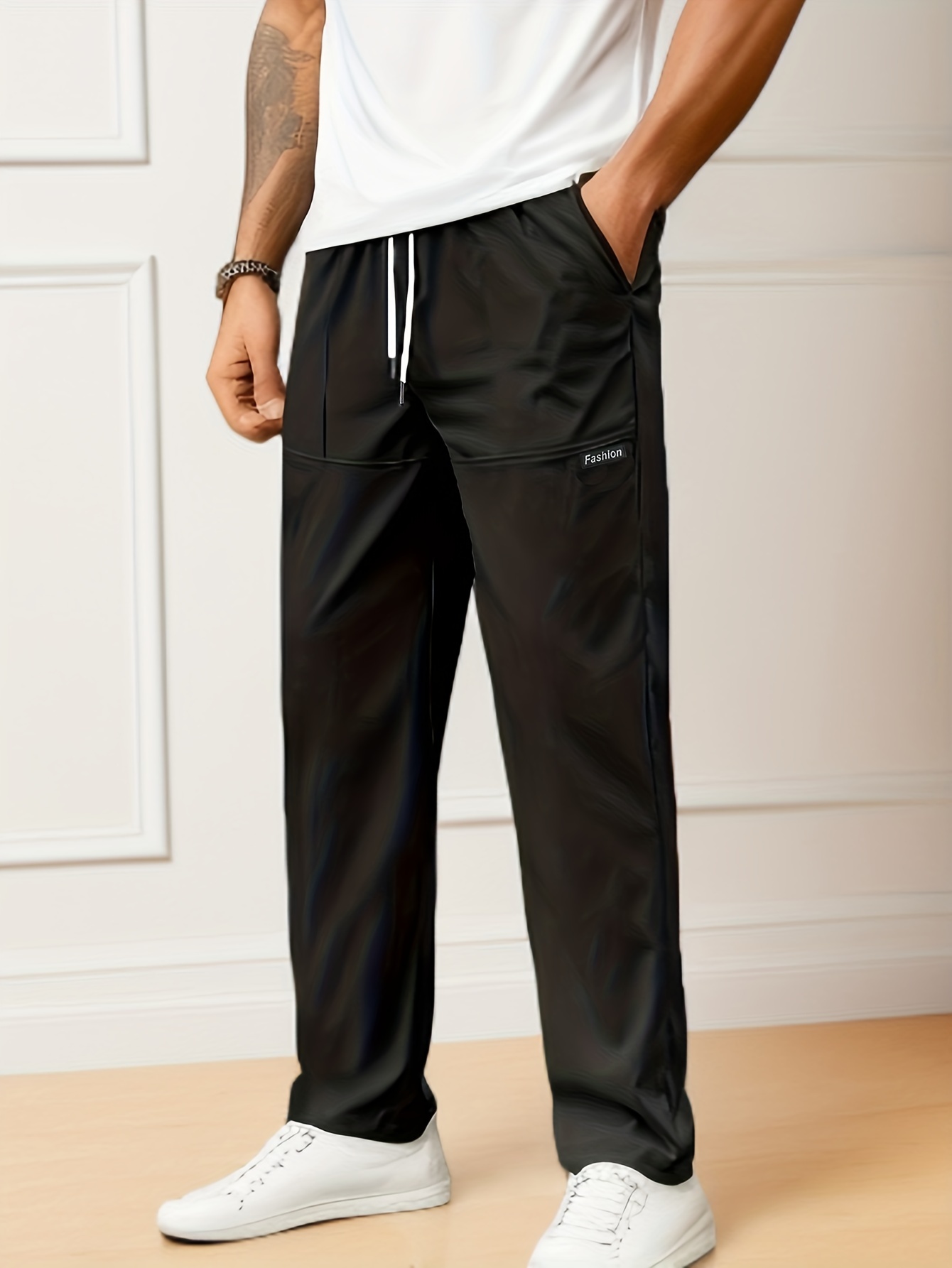 Breathable Chic Comfy Trousers Men's Casual Slightly Stretch - Temu