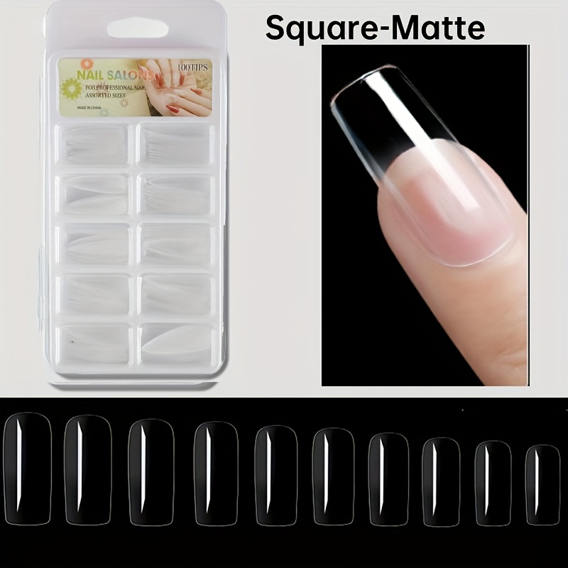 Clear Acrylic Full Cover False Nail Artificial Nails with Case for Nail  Salons and DIY Nail Art