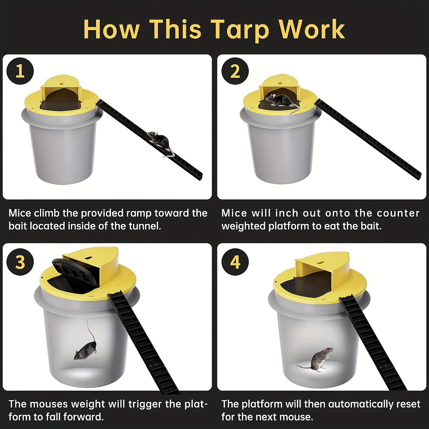 Mouse Trap Bucket Mouse Traps Automatic Reset Flip And Slide - Temu