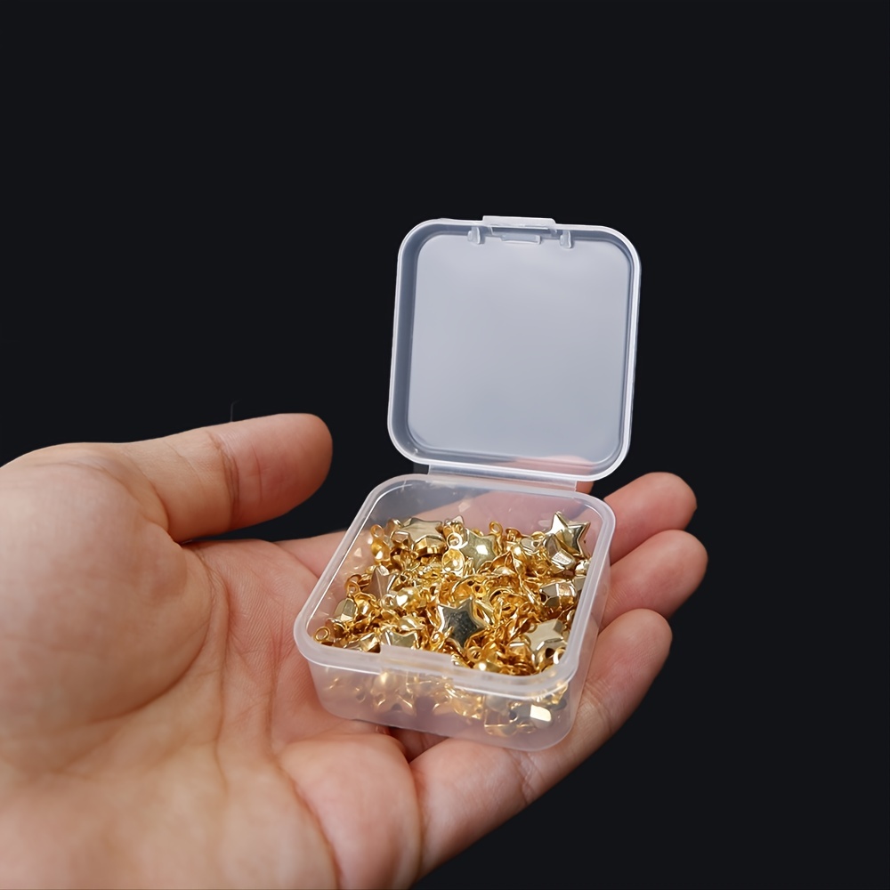 Qeirudu 15 recipientes de almacenamiento pequeños de plástico transparente,  cajas organizadoras de cuentas con tapas con bisagras para cuentas, joyas
