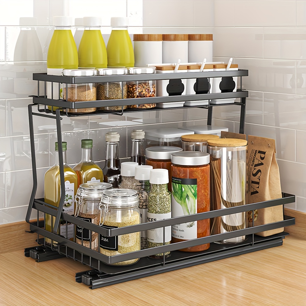Pull Out Spice Rack, Pull Out Spice Rack Organizer For Cabinet, Under Sink  Organizer, Sliding Spice Organizer Shelf For Kitchen Cabinet, Rustproof  Durable Spice Cabinet Organizer, Spice Organizer, Kitchen Accessaries - Temu