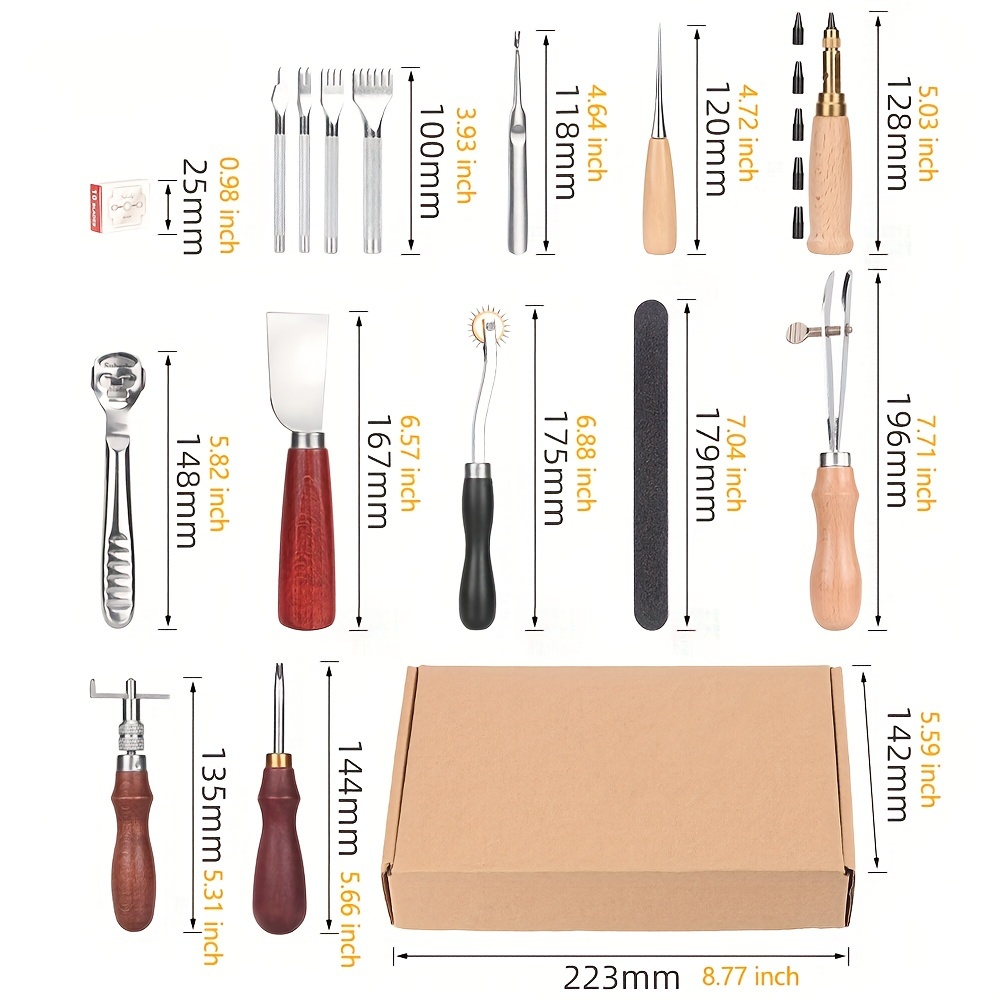 Cheap 18Pcs Leather Sewing Tools Craft DIY Hand Stitching Kit with