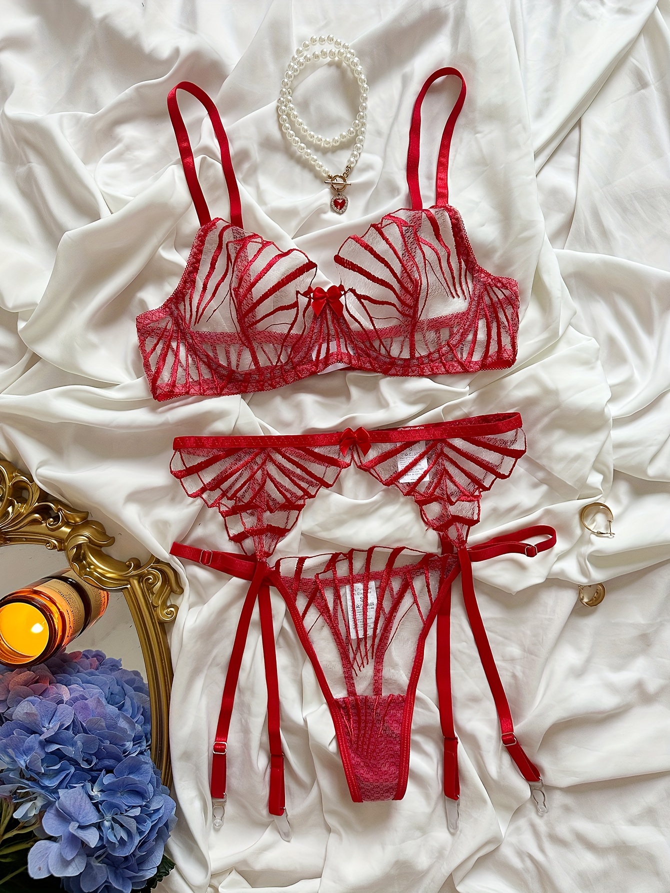 Sexy Lingerie for Women Meash Lingerie Set Two Piece Sheer Matching Bra and  Panty Set 