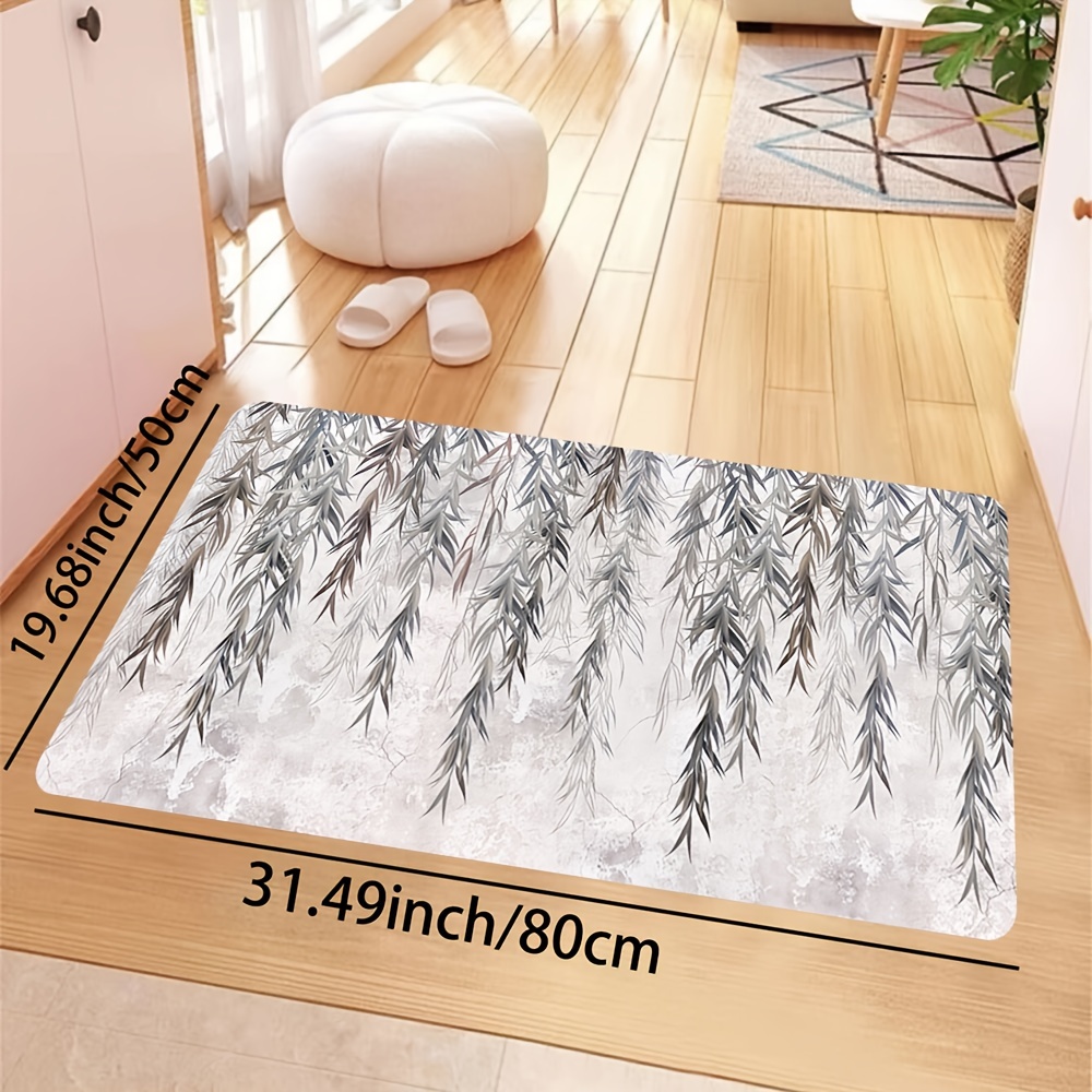 Leaves Pattern Kitchen Carpet Waterproof Oilproof Home Entrance