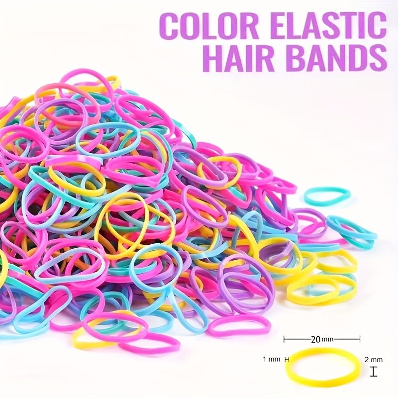 TsMADDTs 1000pcs Hair Rubber Bands with Topsy Hair Tail Tools 500pcs (M) Clear  Elastics Bands 500pcs(S) Colorful Mini Hair Rubber Bands 2Pcs Hair Loop  1Pcs Rat Tail Comb