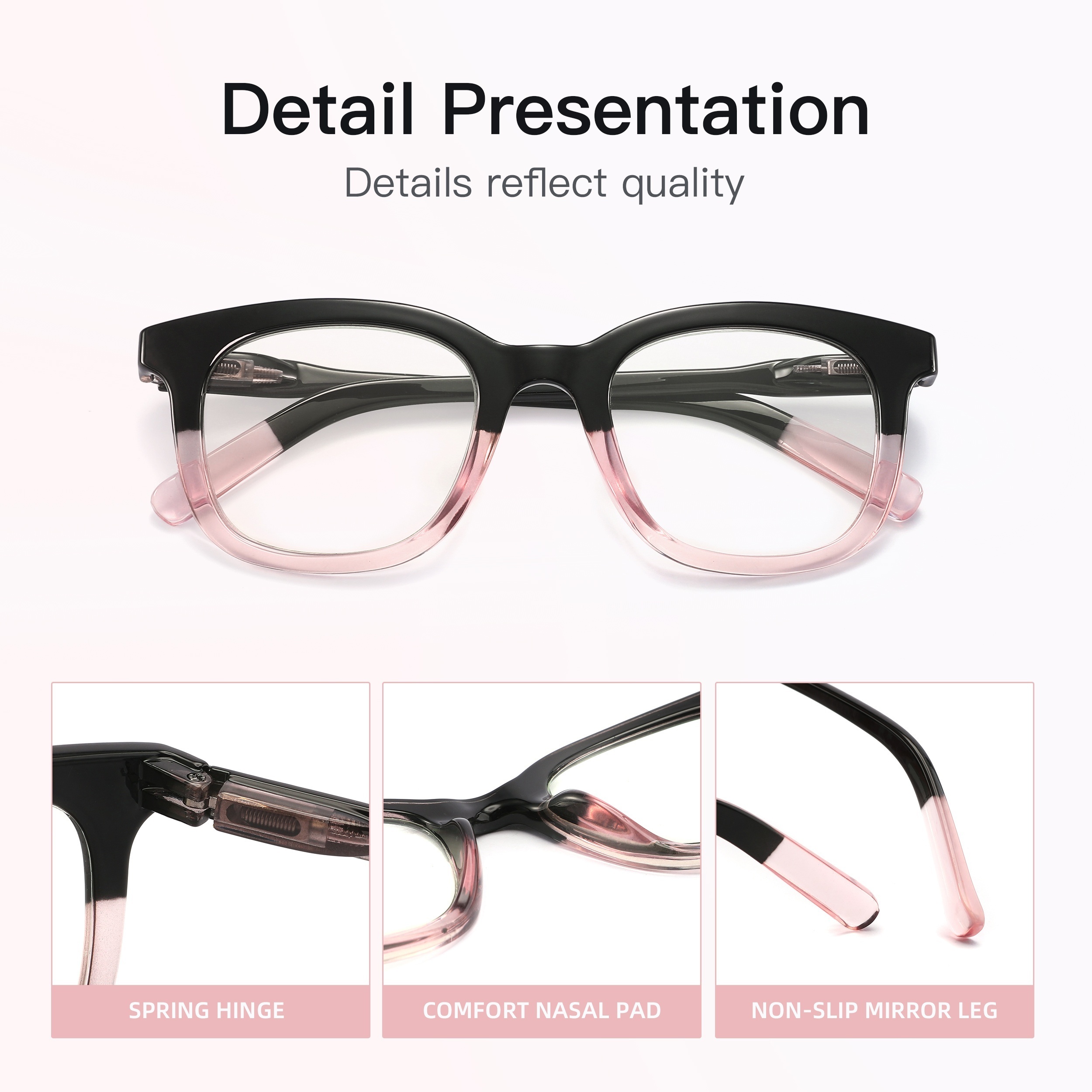 Fashionable Square Computer Readers UV Filter Reduce Glare