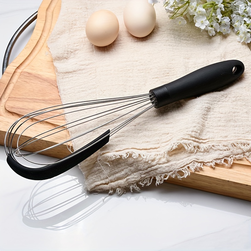 Flat Whisk Silicone Handle Manual Whisk - Temu