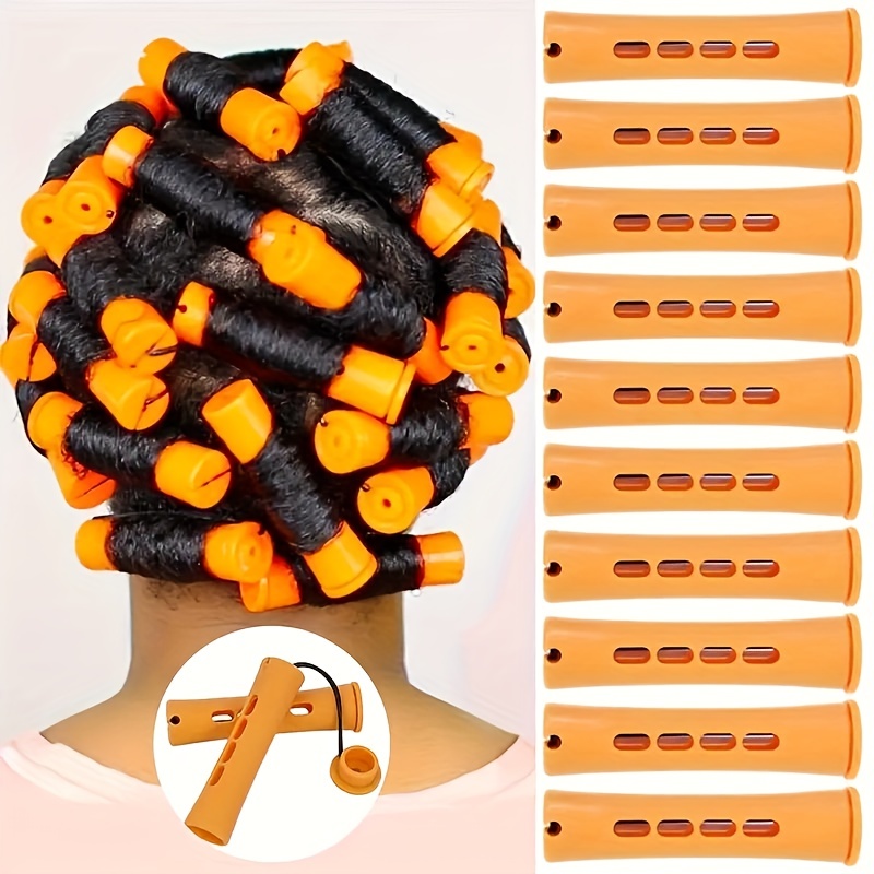 Orange Perm Rods Set Natural Hair Plastic Cold Wave Rods Diy - Temu