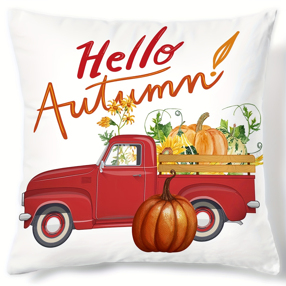 1pc Autumn Pumpkin Car Pattern Digital Printing Throw Pillow ...