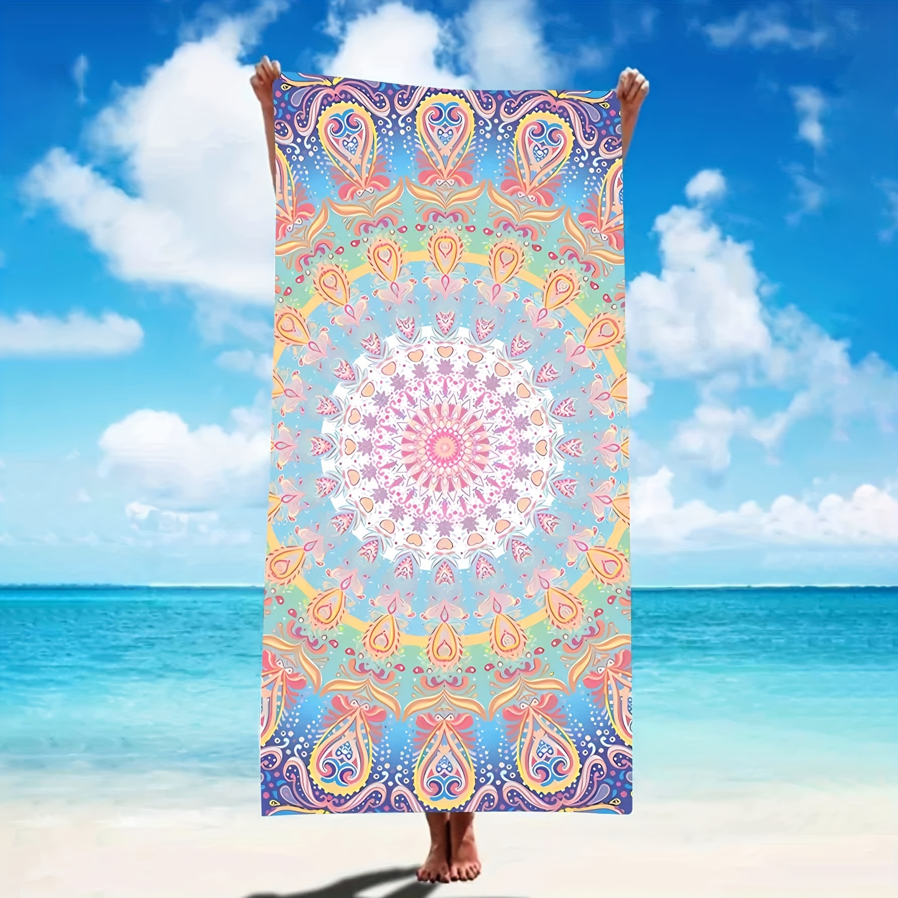 1pc Toalla Playa Patrón Mandala Floral Toalla Grande - Temu Chile