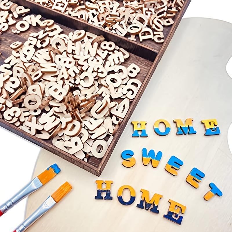  MECCANIXITY White Wood Letters 6 Inch Cute Small Wooden Letter  Decoration for Happy Holidays (B)