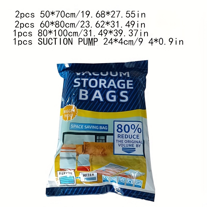 6pcs Vacuum Storage Bags with Pump Transparent Folding Compressed Space  Saving Vacuum Bag for Clothes Large