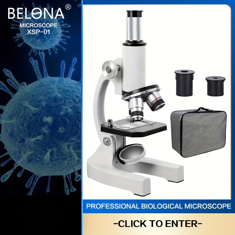 Microscope 60-120x + 12pcs Échantillon aléatoire, microscope de poche  portable Led Light Portable Mini Microscope Cadeau pour enfant