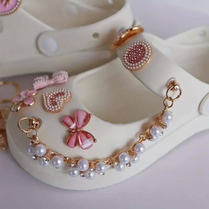 DIY Luxury Elegant Shoe Jewelry Fashion Flower Chain Croc Charms