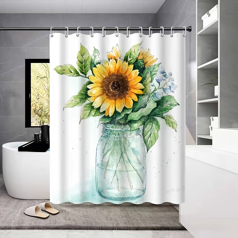 1Pcs Shower Curtain Hooks Rings,Stainless Steel Decorative Shower Curtain  Hooks,Yellow Sunflower Flowers : : Home
