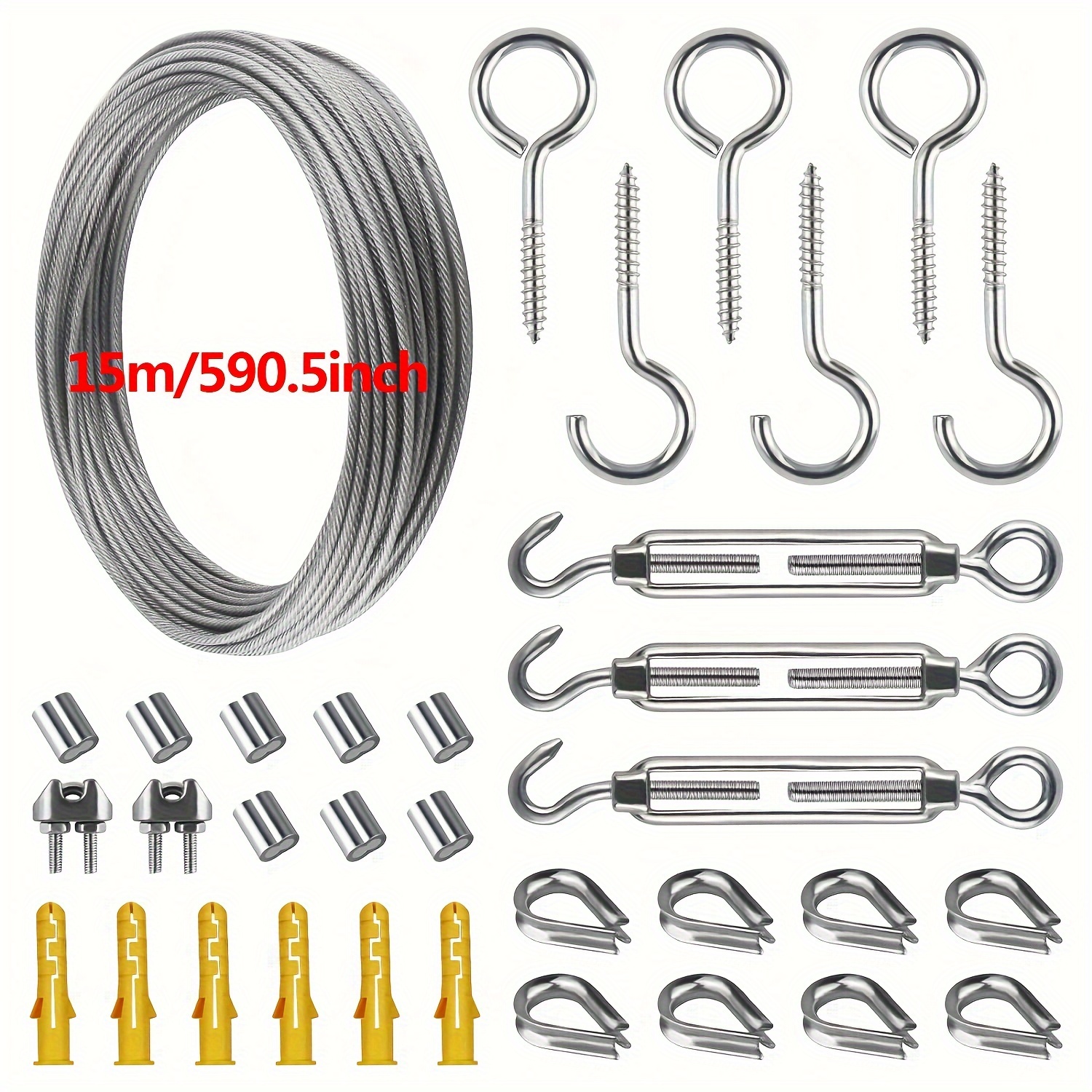 Stainless Steel Rope Suspension Kit Outdoor Hook Tightener - Temu Canada