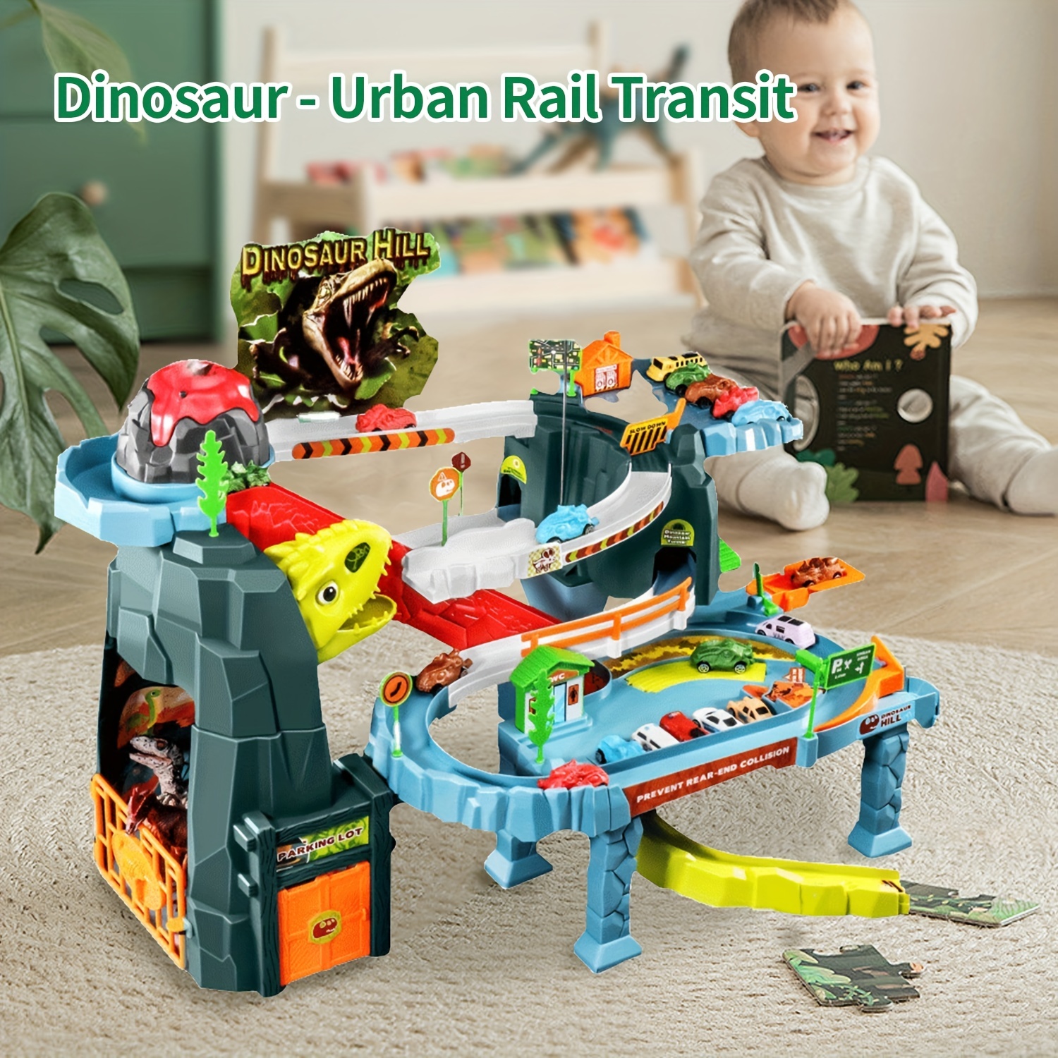  241Pcs Dinosaur Track Toys for 3 4 5 6 7 8 9+ Year Old Boys  Girls, 2 Electric Jeeps & 8 Dino Figures, Upgraded Dinosaur Skull Tunnel  with Smoke, Light and