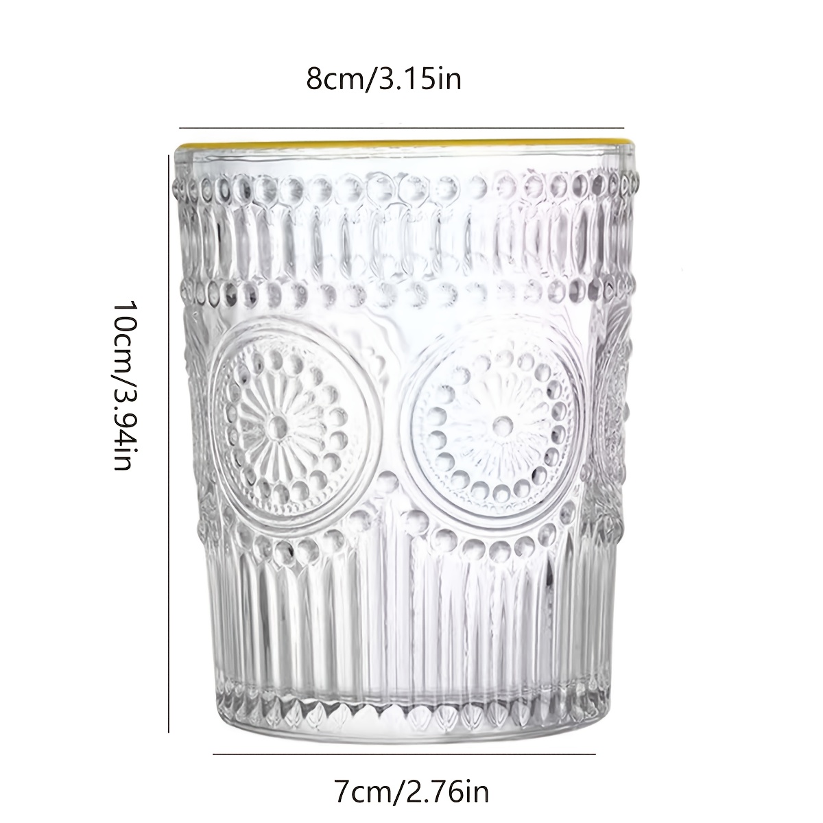 Sunflower Pattern Glass Cup Vintage Embossed Glass Water Cup - Temu