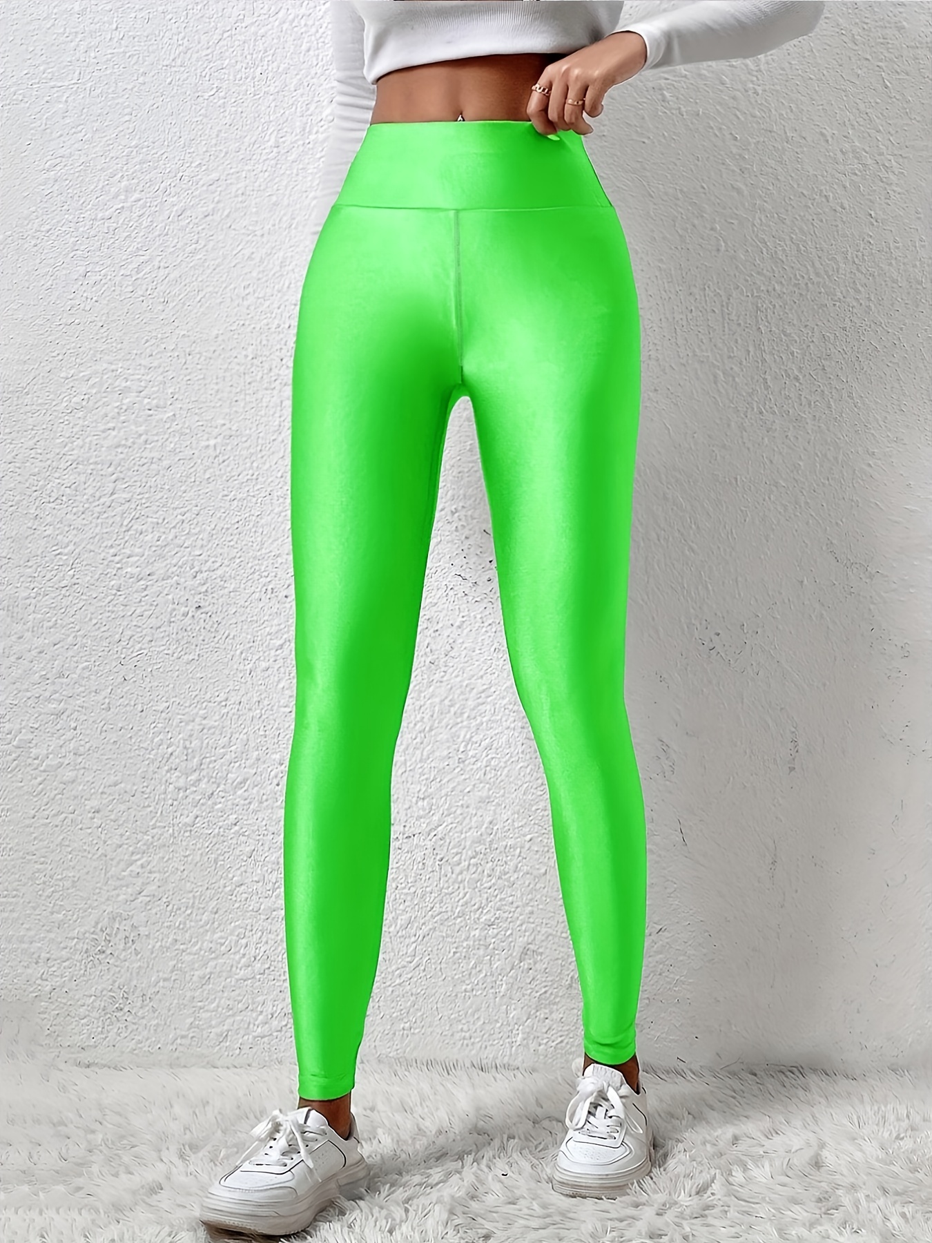 Women Gym Leggings Polyester High Waist FTI 500A Green