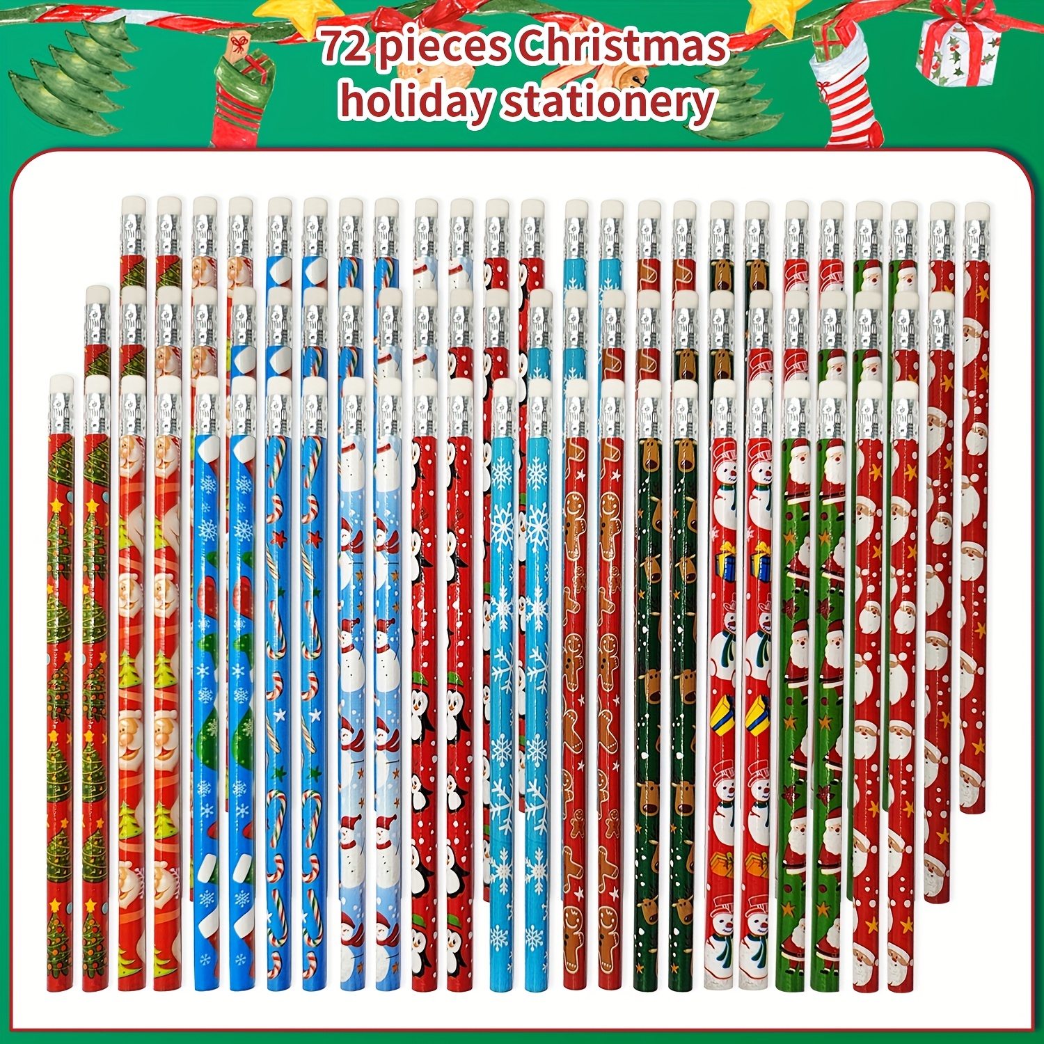 Christmas Pencils With Eraser For Christmas Party Favors - Temu