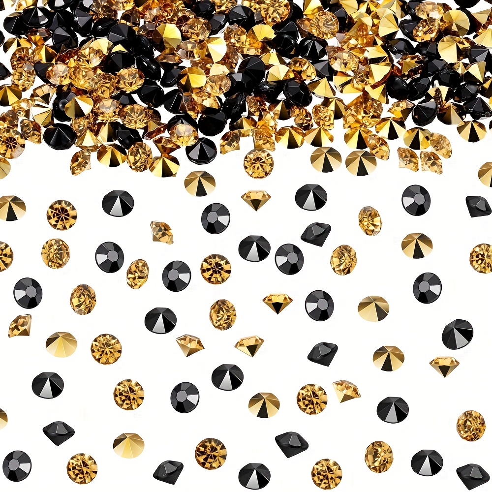

2000pcs Clear Wedding Diamonds Table Scatter Confetti Crystals Acrylic Gems For Table Centerpiece Masquerade Wedding Bridal Shower Decoration Vase Filler (golden And Black, 4mm)