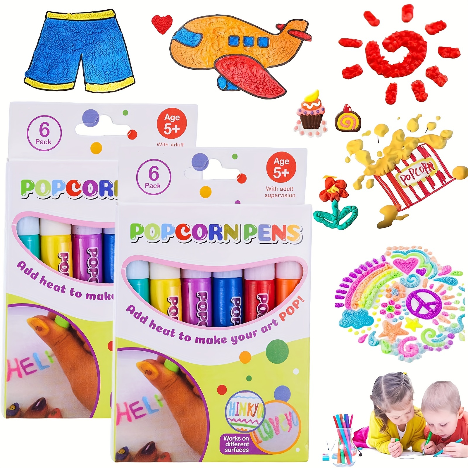3D Magic Popcorn Pens Puffy Paint Bubble Pen For Greeting Birthday