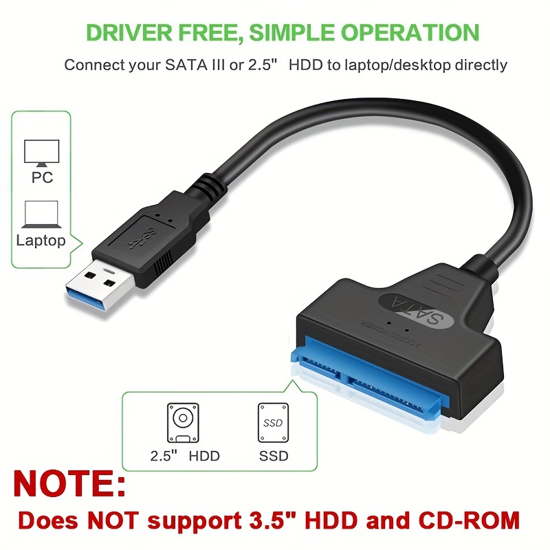 Câble USB SATA 3 vers USB 2.0 adaptateur jusqu'à 480 Mbps Pour disque dur  externe SSD