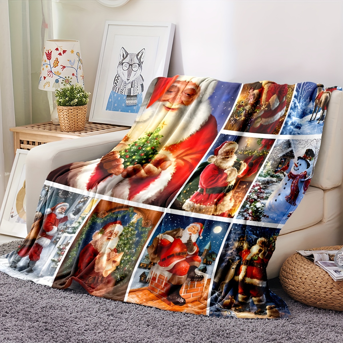 1 Coperta A Tema Natalizio, Coperta In Flanella Con Stampa Di Babbo Natale, Morbida  E Calda Coperta Per Pisolino Per Divano, Divano, Letto Da Ufficio, Campeggio,  Viaggio, Coperta Multiuso Regalo Di Natale