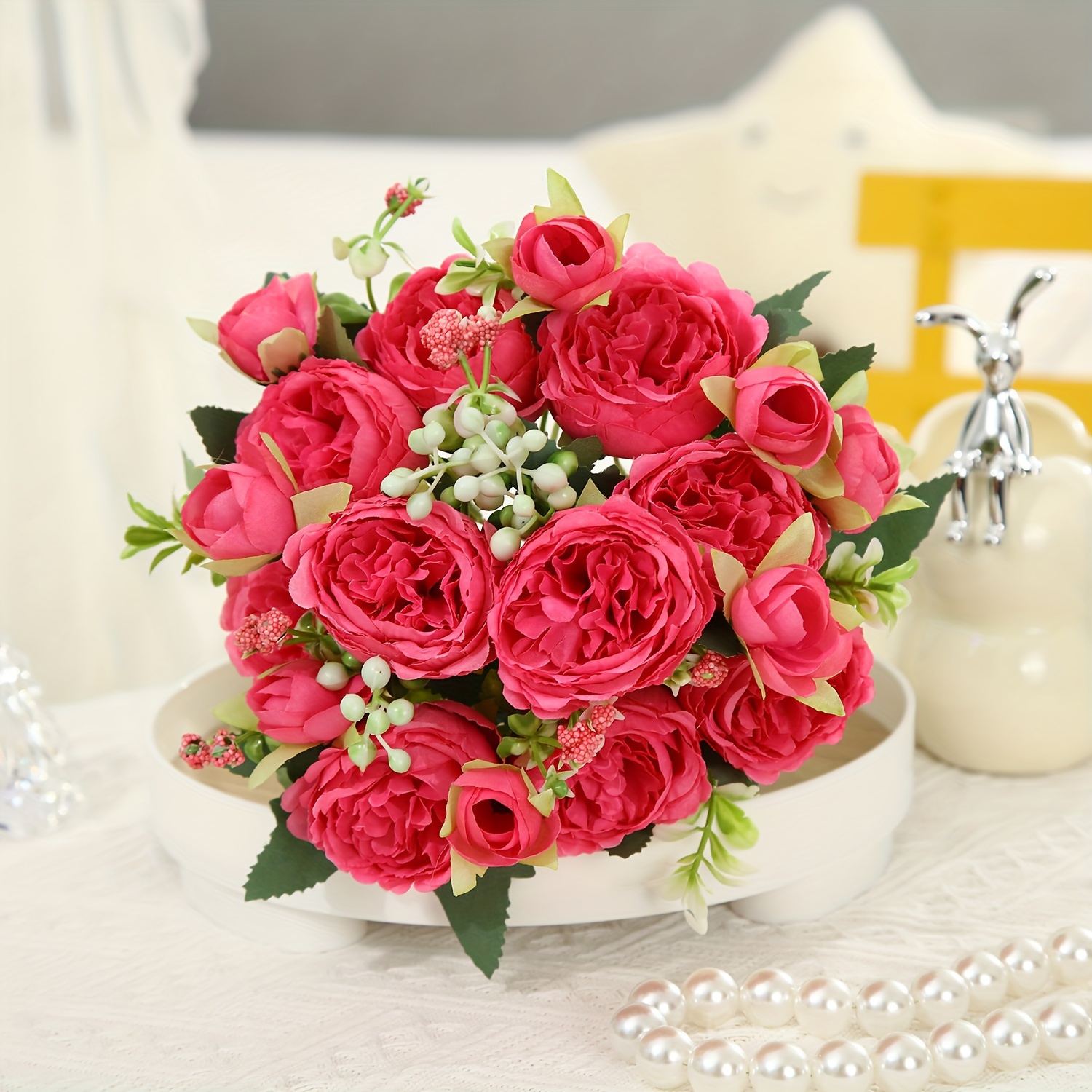 Flores artificiales de boda flores falsas ramo de hortensias