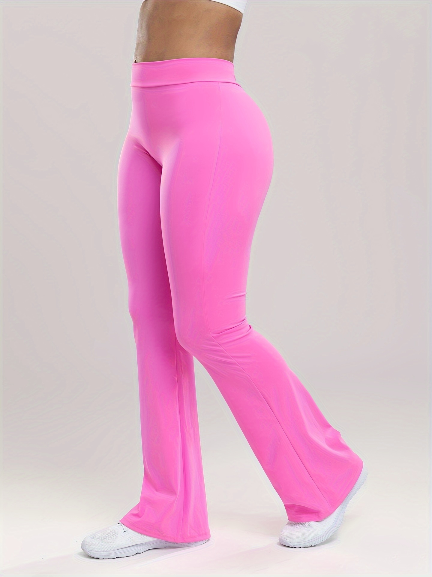 ZZXXB Bright Pink Cross Flare Leggings High Waist Women's Casual Yoga Pants  Bell Bottom Leggings Small at  Women's Clothing store
