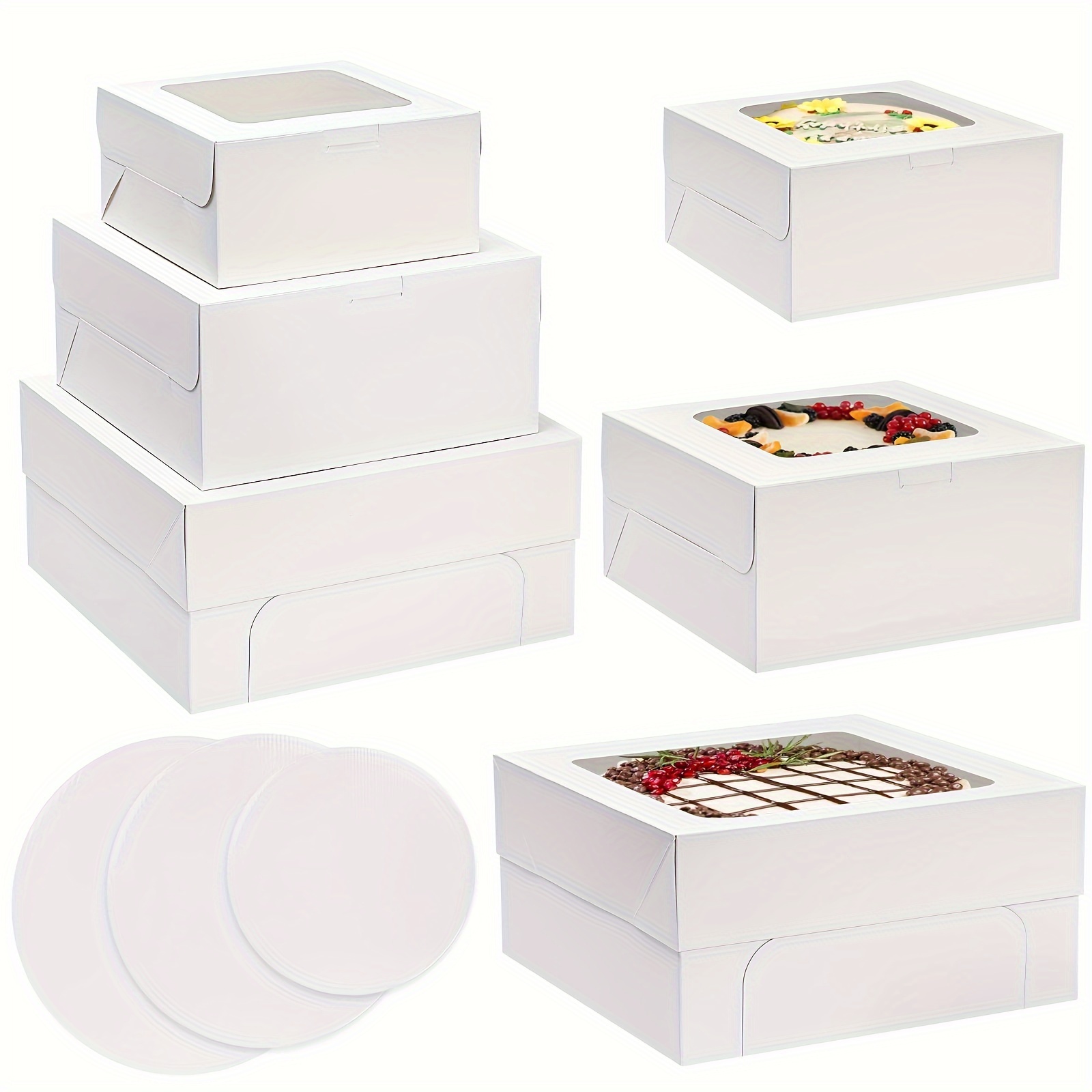 Kootek 15 cajas para tartas, caja de pastel de 10 x 10 x 8 pulgadas de alto  con ventana, cajas blancas de panadería, cajas grandes para hornear, caja
