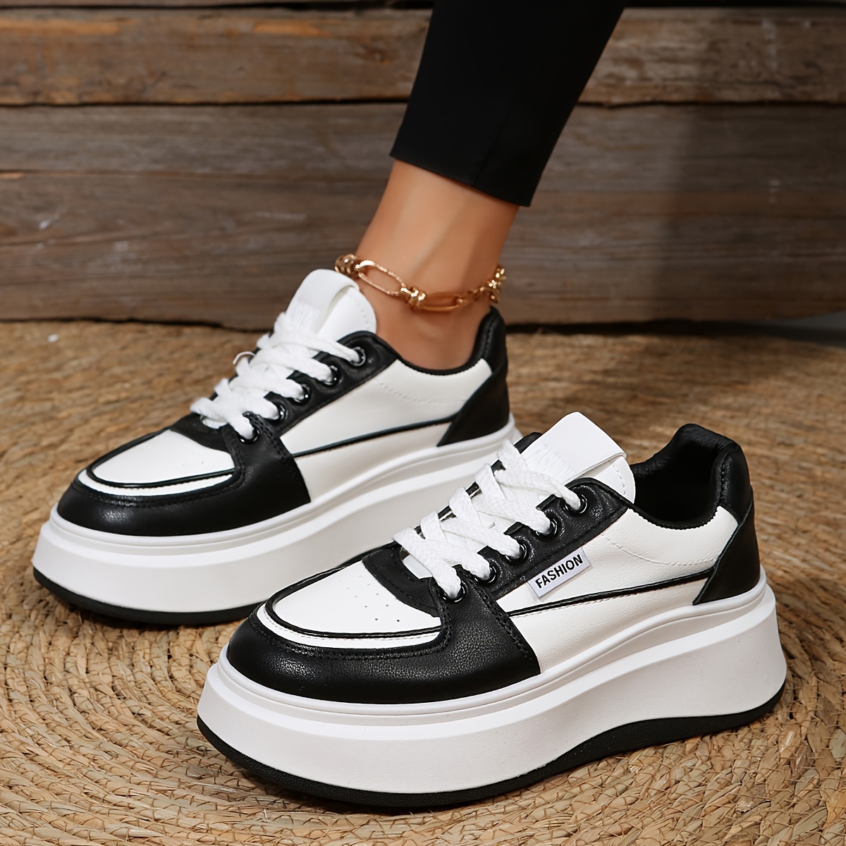 Femmes Sneakers Plateforme Contraste Couleur Chaussures Temu