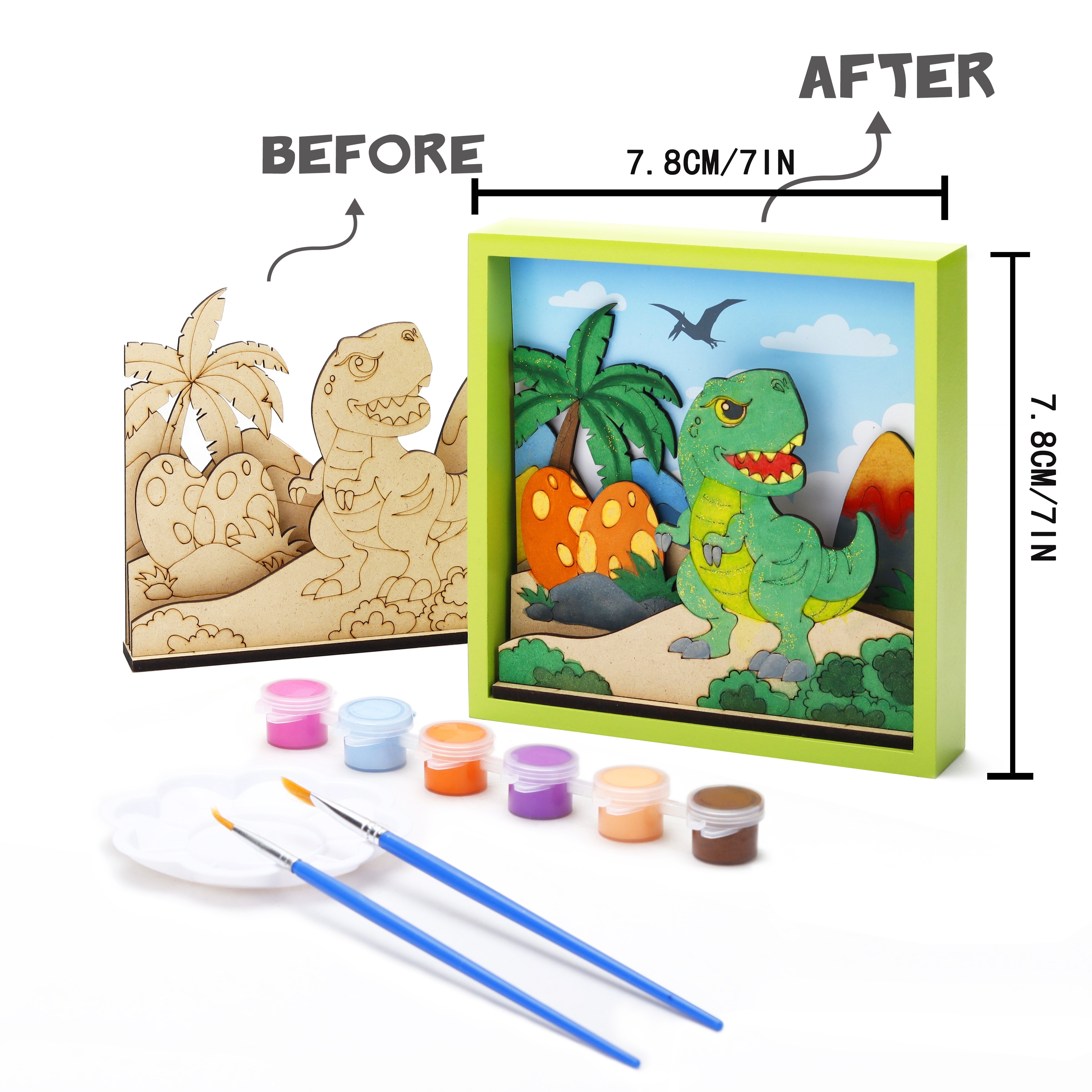 Wooden Photo Frame Painting Toy 3d Scene Unicorn Dinosaur Mermaid