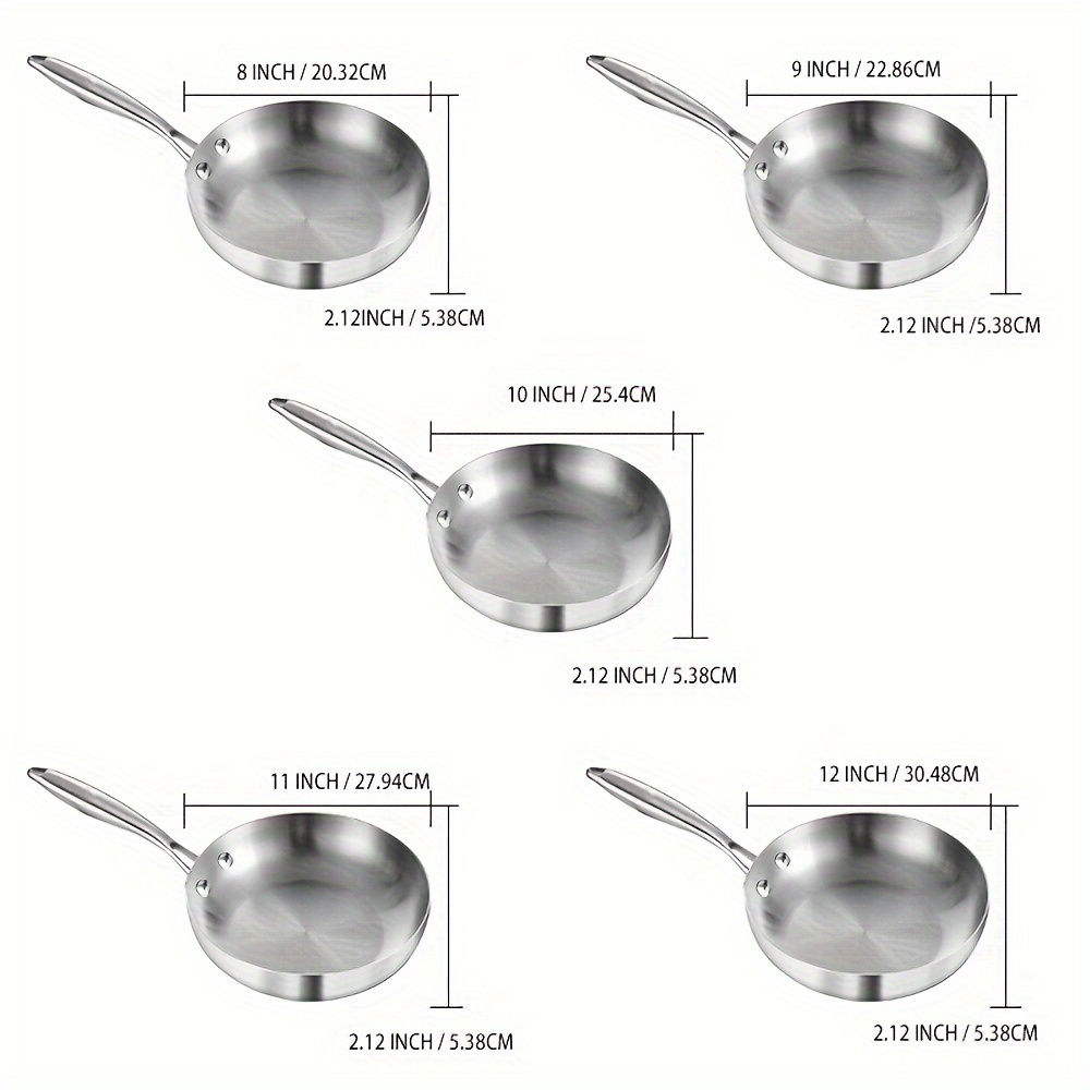 Frying Pan,Nonstick Skillet, 12-Inch Fry Pan Non Stick Stainless Steel Egg  Pan