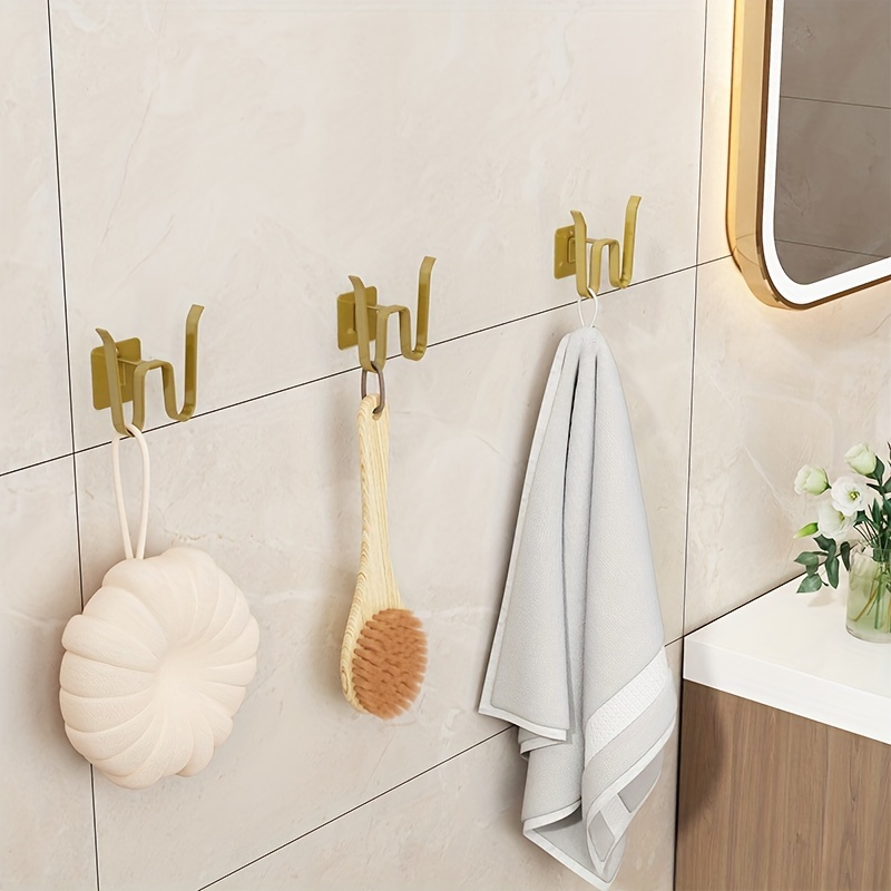 Ganchos de pared dorados para colgar toallas de baño, gancho de metal  moderno resistente para abrigo/bata para ducha, gancho para llaves, cocina