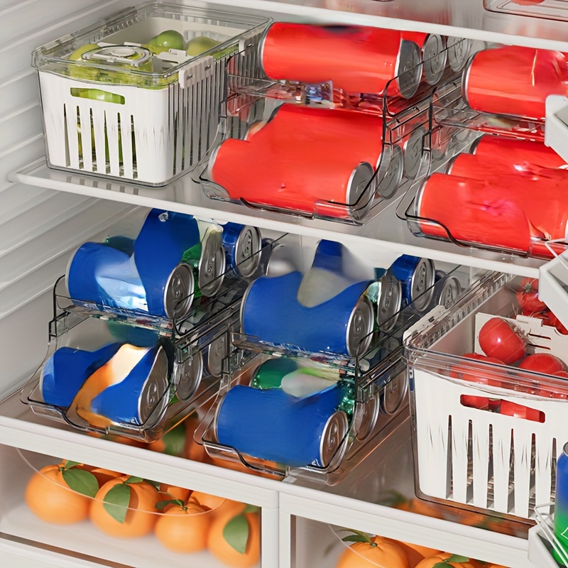 Caja de almacenamiento para refrigerador, organizador de latas de