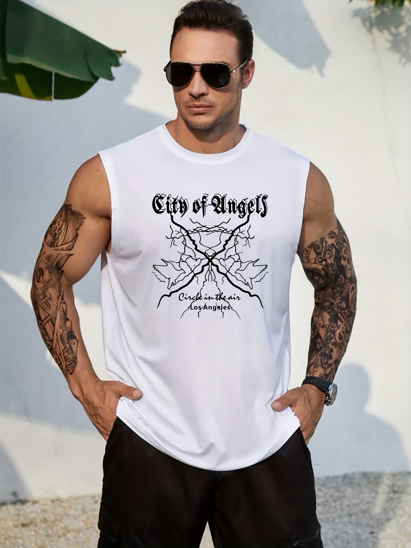 Plus Size Men's the City Of Angels Graphic Print Basketball Tank Top For  Big & Tall Males, Quick Dry Breathable Lightweight Jersey For Sports - Temu