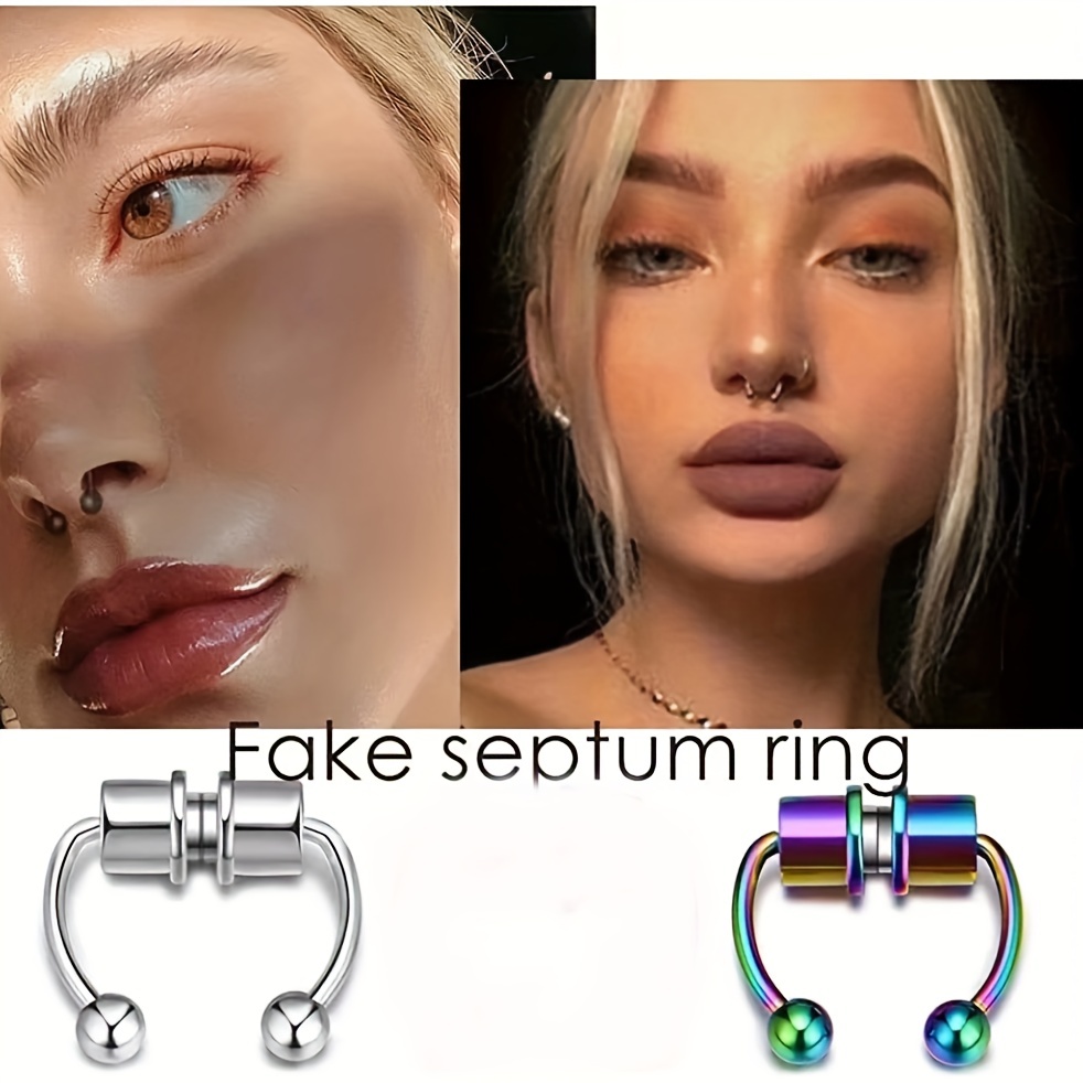 Magnetic Septum Nose Rings Fake Septum Ring Fake Septum Fake - Temu