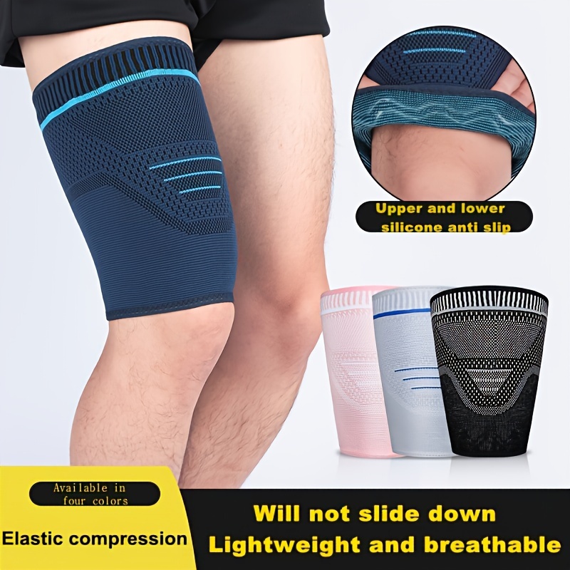 Adjustable Thigh Brace Support, Thigh Compression Sleeve with Non-Slip  Silicone Strap, Breathable Neoprene Hamstring Compression Sleeve for Pulled