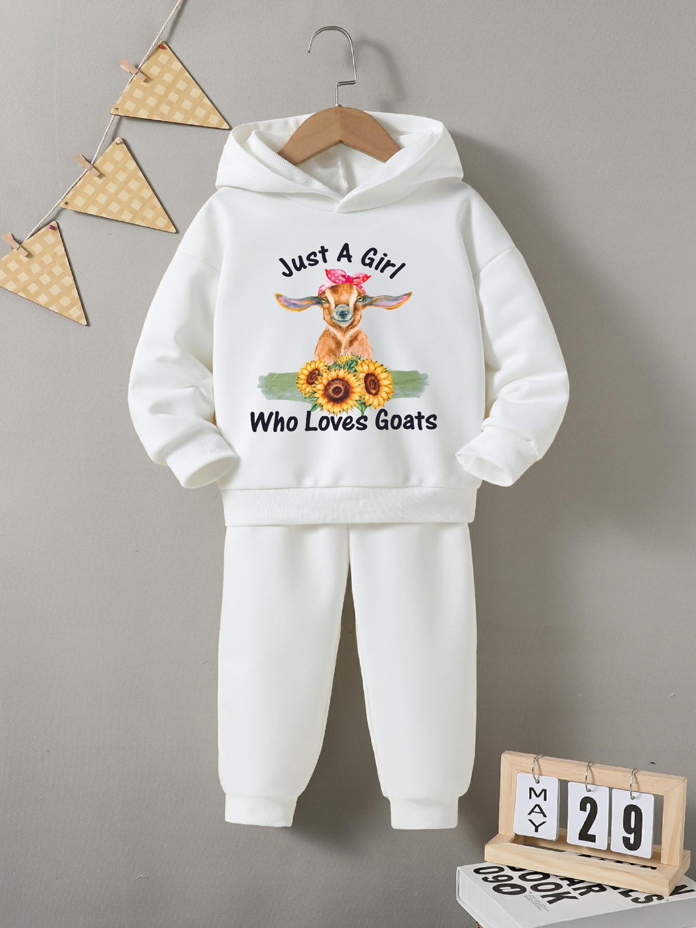 Trendy Girl's Sports Suits Cartoon Letter A Girl Goat - Temu Australia