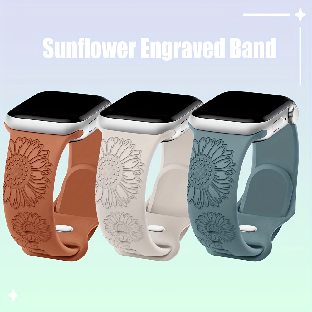 6 Packs Cartoon Engraved Bands Compatible with Apple Watch Band 40mm 38mm  44mm 45mm 49mm 42mm Women, Designer Silicone Cute Soft Strap for Apple  Watch