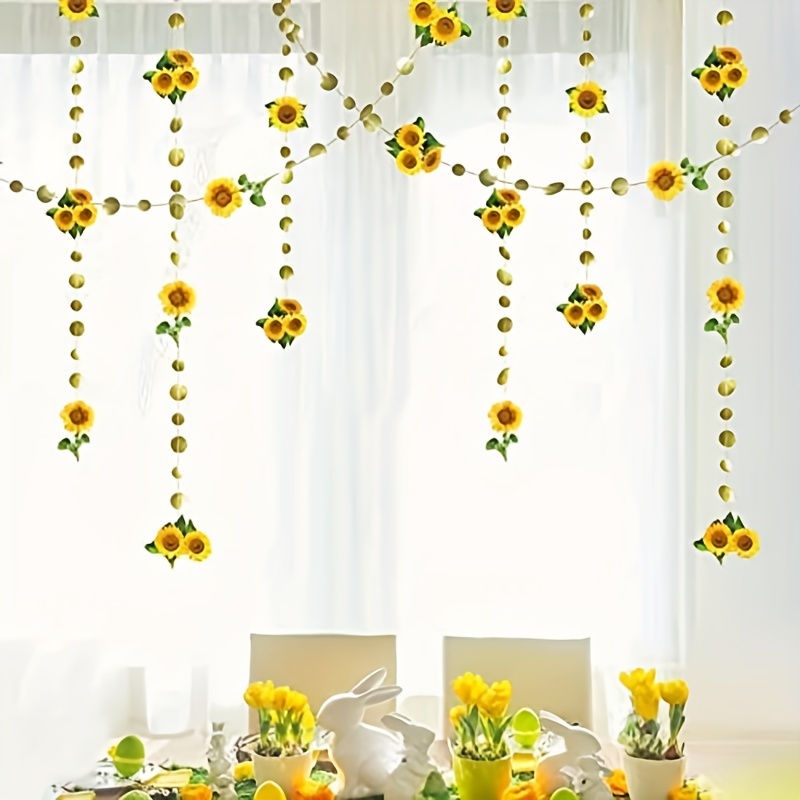 12pcs, 39.4ft Sunflower Party Decorations Sunflower Garland Banners  Sunflower Party Streamer Summer Sun Flower Hanging Decorations For Baptism  Birthda