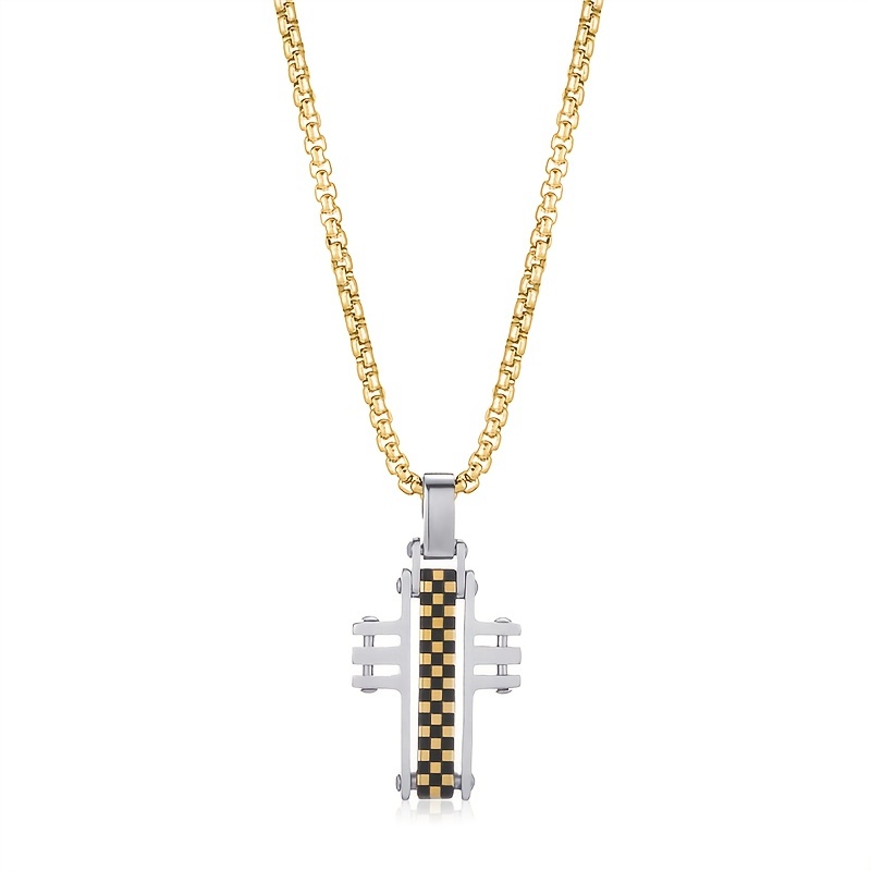 Classic Trendy Stainless Steel Gold Plated Cross Punk Style Hip-hop Men's  Necklace - Jewelry & Accessories - Temu Austria