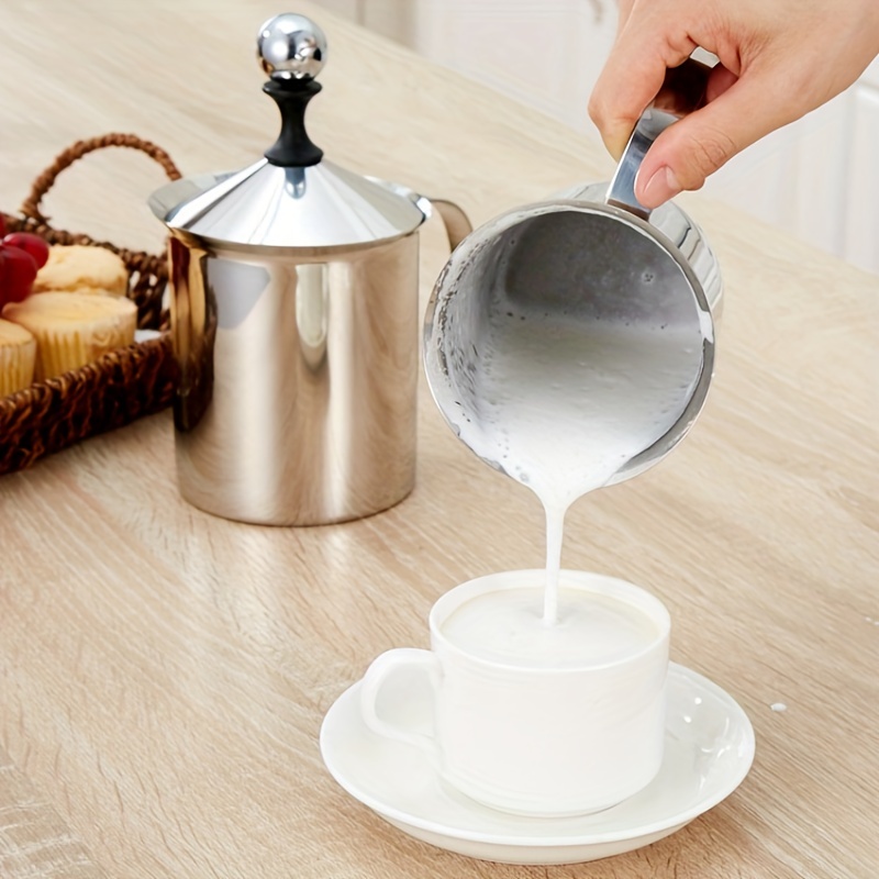 Espumador de leche Manual, espumador de leche de malla doble de acero  inoxidable de 800ML para café, café con leche, crema de espuma de capuchino  de café de Chocolate caliente Zhivalor LL-2270