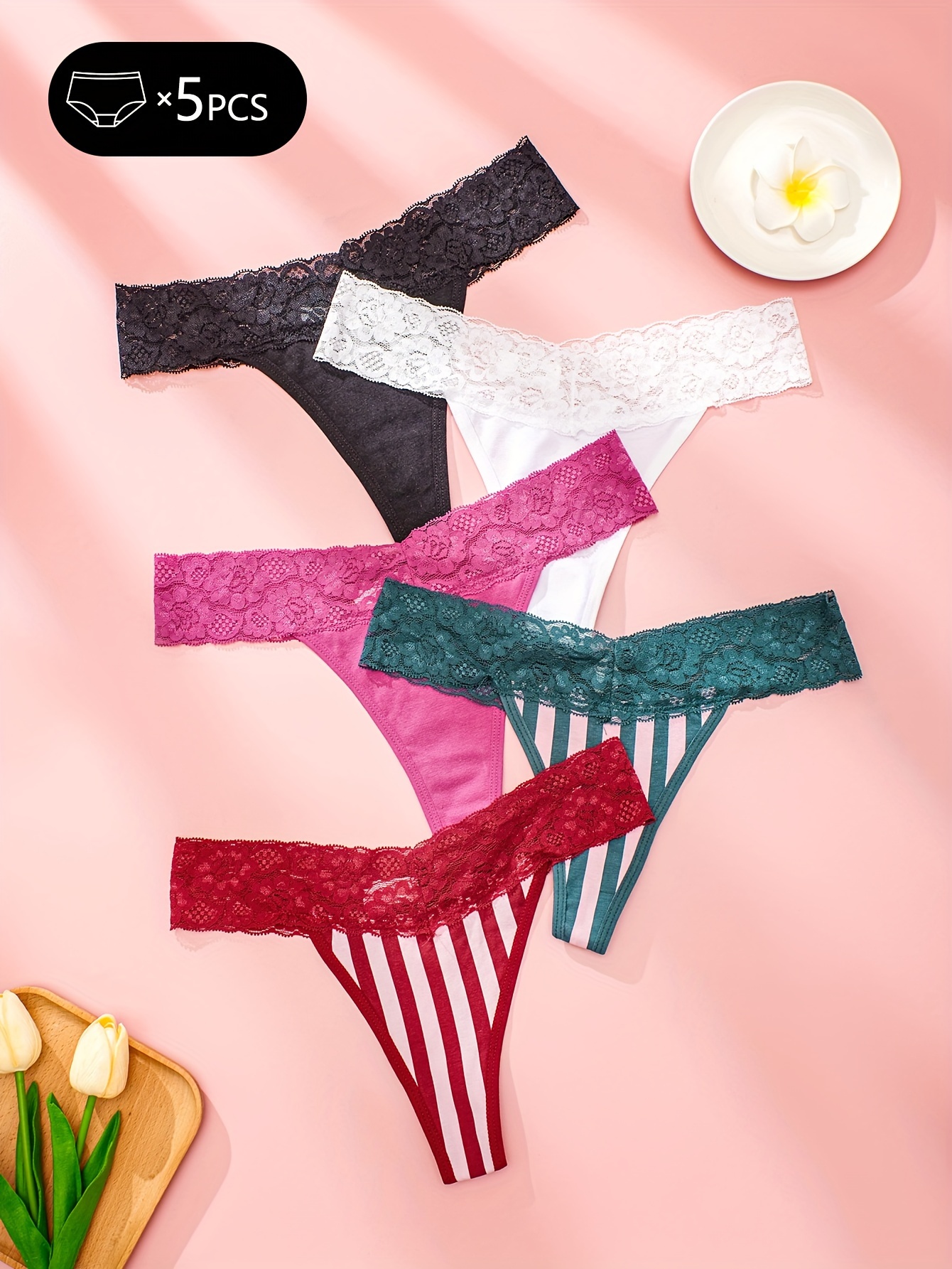 Hollow Double Straps Thong Panties Comfortable Multicolor - Temu