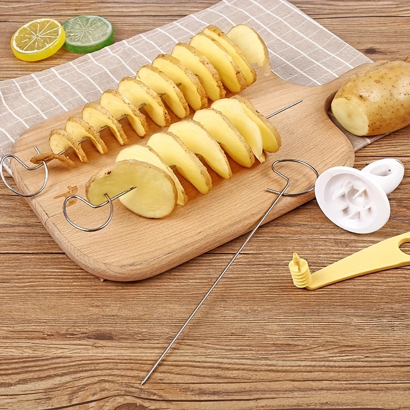3 String Rotate Potato Slicer Twisted Potato Slice Cutter Spiral Stainless  Steel Plastic Kitchen Gadgets Vegetable Tool