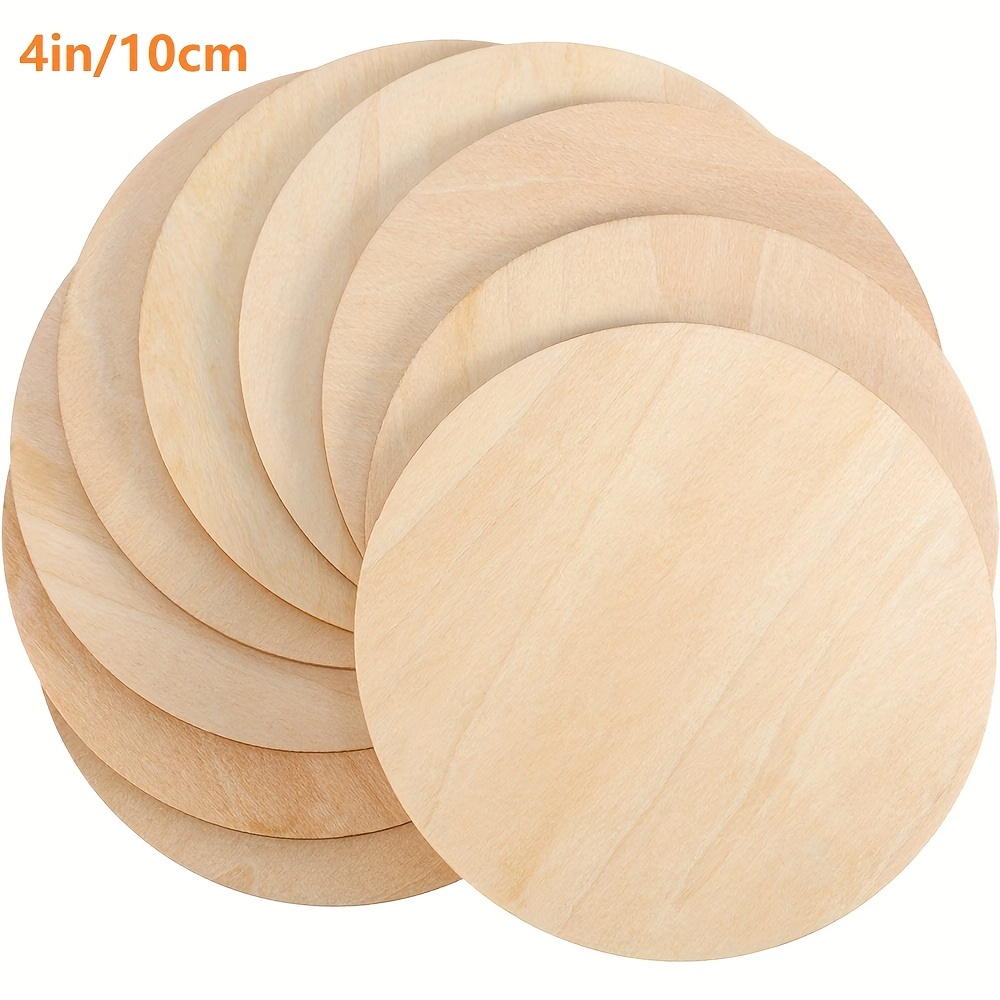 

10/20/30pcs, Wooden Round Pieces (4"), Blank Wooden Round Sheets, Painting, Dyeing, Diy Crafts, Home Decor, Bedroom Decor, Room Decor, Background Decor, Birthday Decor